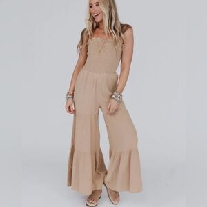 Three birds nest smocked jumpsuit